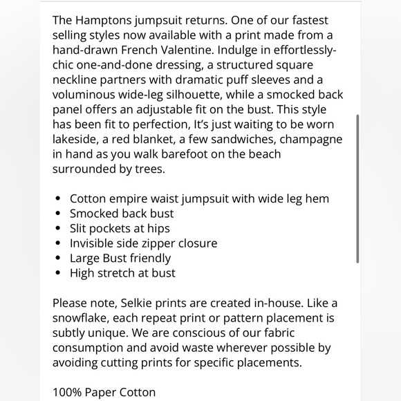 FP and Selkie For L’ Amour Hamptons jumpsuit, size XS; new - Picture 10 of 11